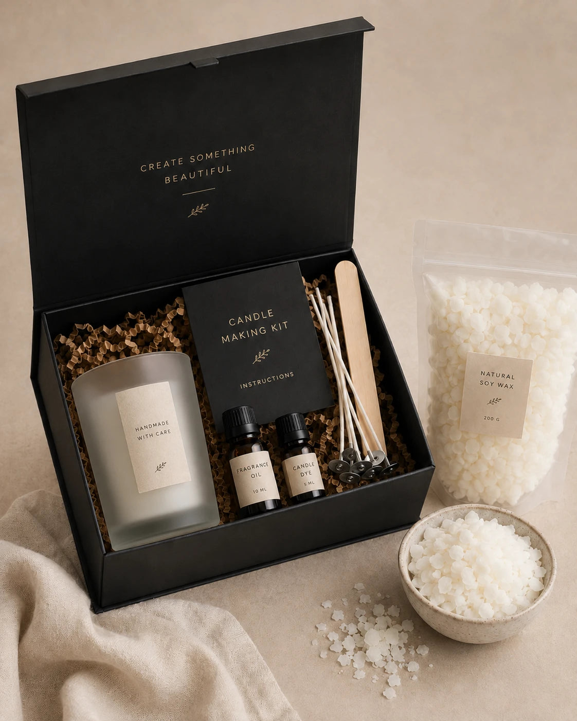 WISH Create Your Own Candle Kit — candle making kit with soy wax, fragrance oil, dye, wicks, and instructions